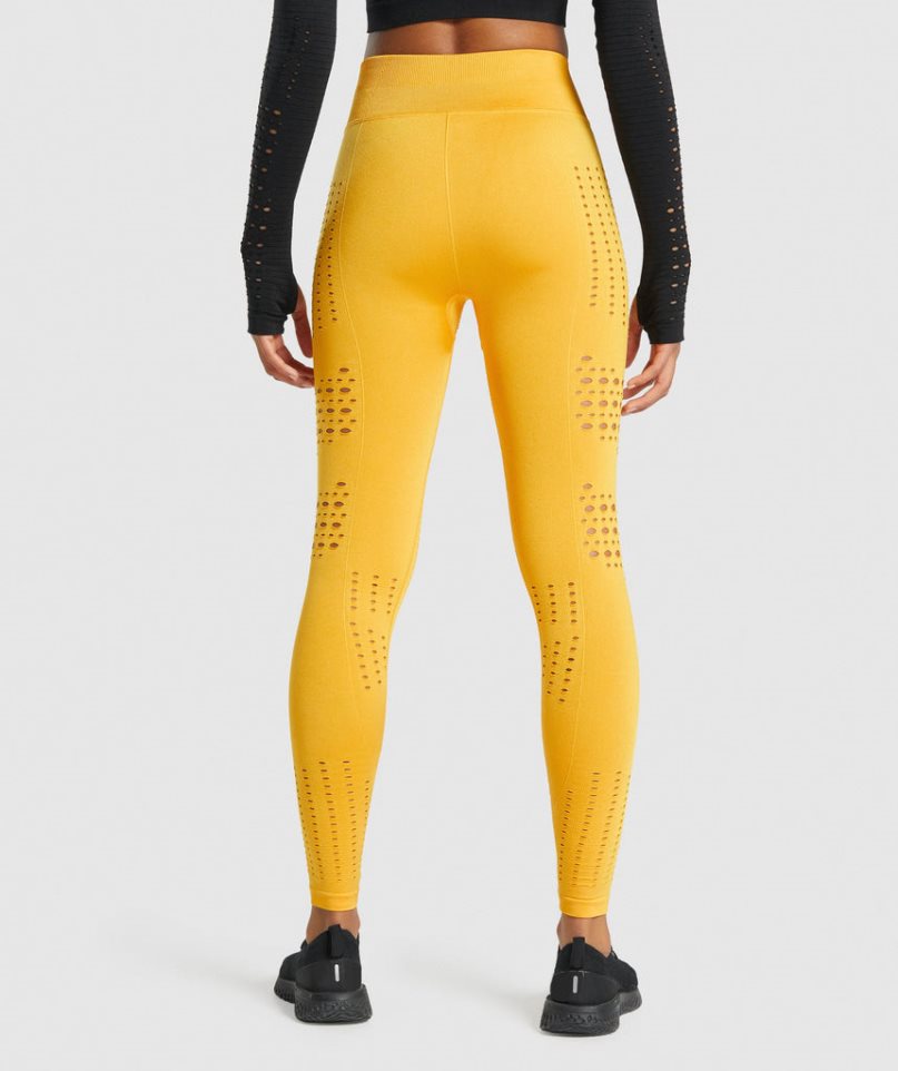 Women's Gymshark Glow Seamless Leggings Yellow | CA 6D8105